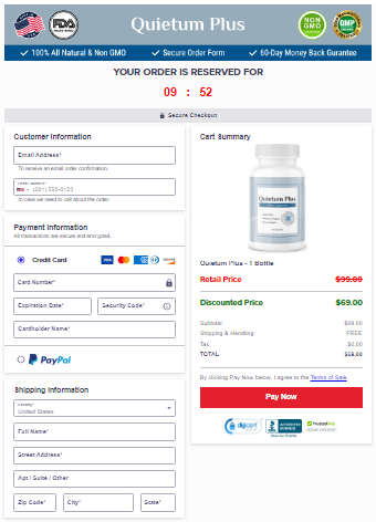 Quietum Plus Secured Checkout Form